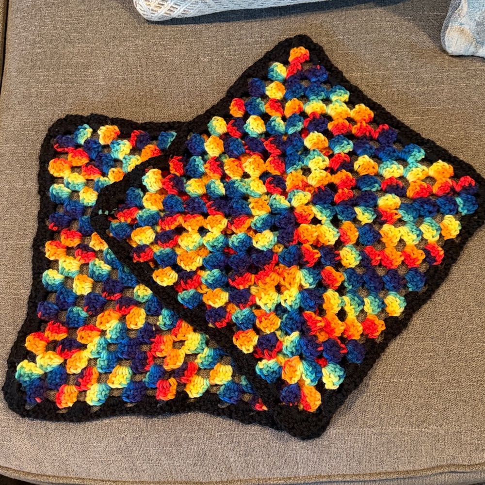 Colorful Crochet Granny Square Table Scarf/Doily